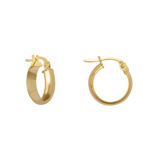 9ct Gold D-Shape Wedding Band Style 3mm Hoop Earrings 13mm - JER807A