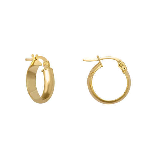 9ct Gold D-Shape Wedding Band Style 3mm Hoop Earrings 13mm - JER807A