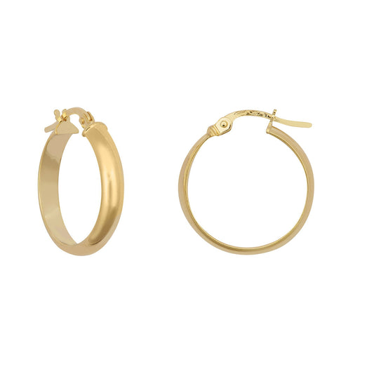 9ct Gold D-Shape Wedding Band Style 3mm Hoop Earrings 18mm - JER807B