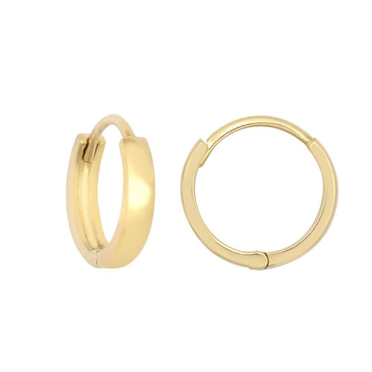 9ct Gold Domed Polished Huggie Hoop Earrings, 10mm - JER809