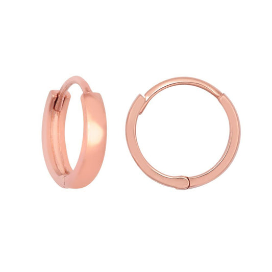 9ct Rose Gold Domed Polished Huggie Hoop Earrings, 10mm - JER811