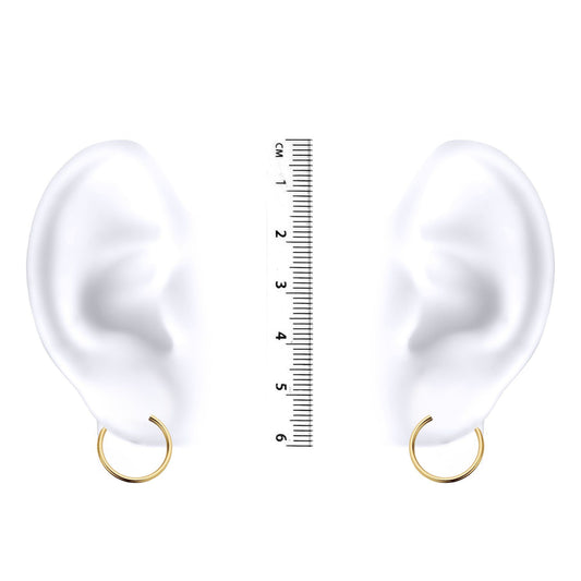 Ladies 9ct Gold Plain Polished Sleeper 1mm Hoop Earrings 15mm - JER828A