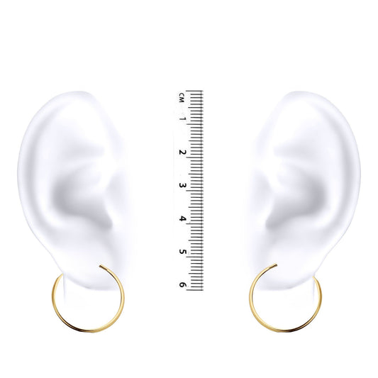 Ladies 9ct Gold Plain Polished Sleeper 1mm Hoop Earrings 20mm - JER828C