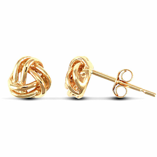 Ladies 9ct Gold Wool Love Knot Stud Earrings - JES003