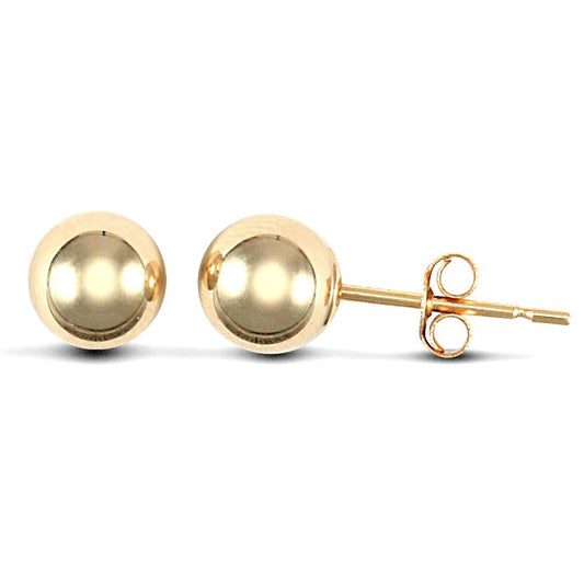 9ct Gold Ball Bead Stud Earrings, 5mm - JES079