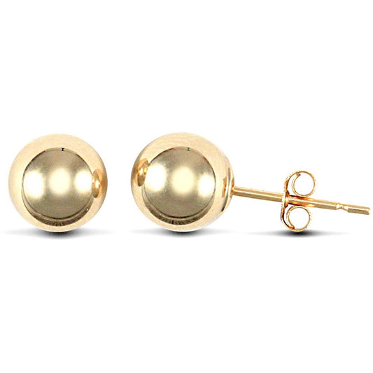 9ct Gold Ball Bead Stud Earrings, 6mm - JES080