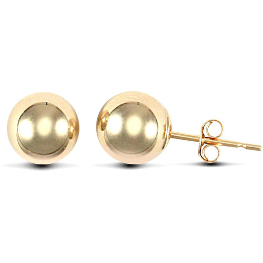 9ct Gold Ball Bead Stud Earrings, 7mm - JES081