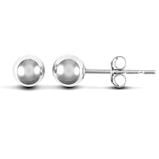 9ct White Gold Ball Bead Stud Earrings, 4mm - JES156