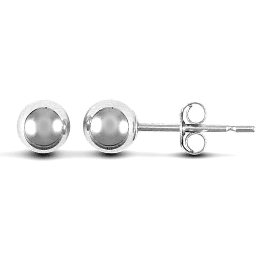 9ct White Gold Ball Bead Stud Earrings, 5mm - JES157
