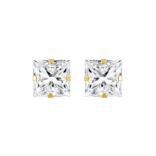 9ct Gold CZ Claw Set Solitaire Stud Earrings, 6mm 2½ Carats - JES181