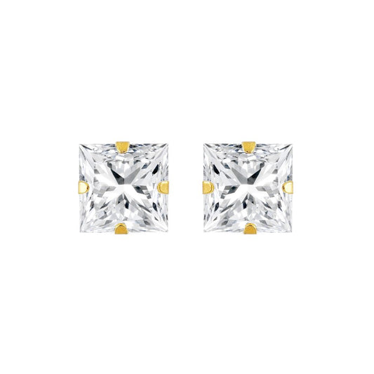 9ct Gold CZ Claw Set Solitaire Stud Earrings, 6mm - JES181