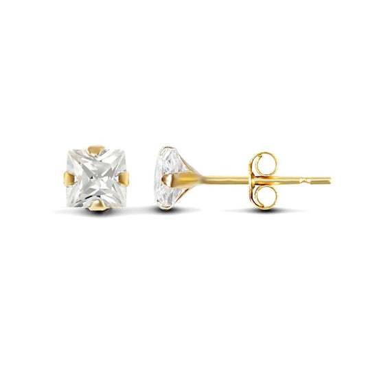 9ct Gold CZ Claw Set Solitaire Stud Earrings, 4mm 1 Carat - JES196