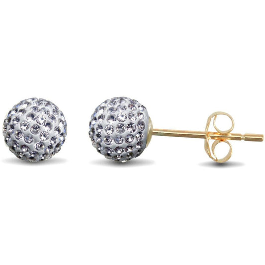 9ct Gold Crystal Disco Ball Stud Earrings, 6mm - JES214