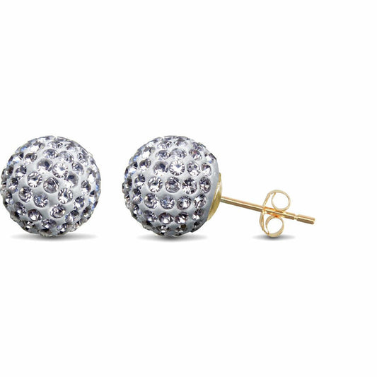 9ct Gold Crystal Disco Ball Stud Earrings, 10mm - JES215