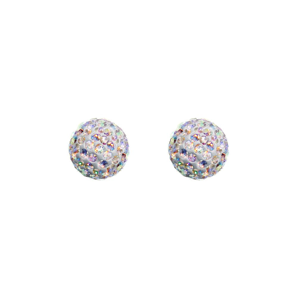 9ct Gold Rainbow Crystal Disco Ball Stud Earrings, 8mm – Jewelco