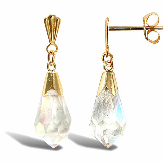 9ct Gold Rainbow Crystal Chandelier Tears of Joy Drop Earrings - JES287