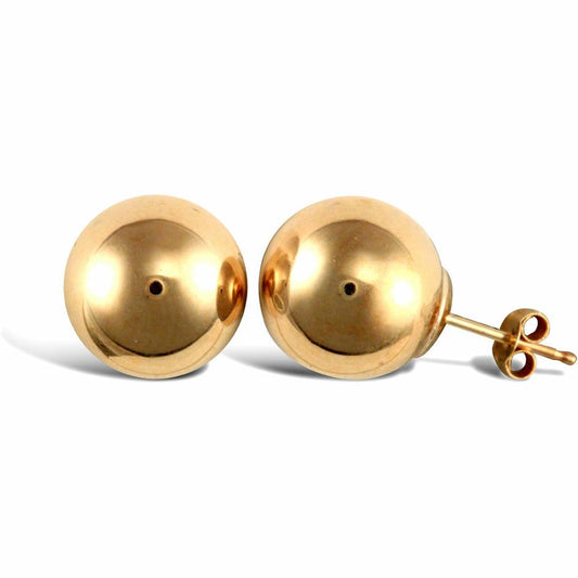 Ladies 9ct Gold Ball Bead Stud Earrings, 10mm - JES307