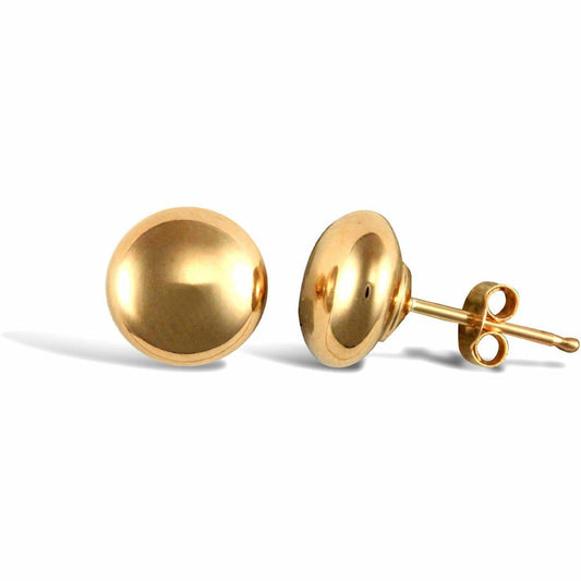 Ladies 9ct Gold Button Pebble Stud Earrings, 7mm - JES309