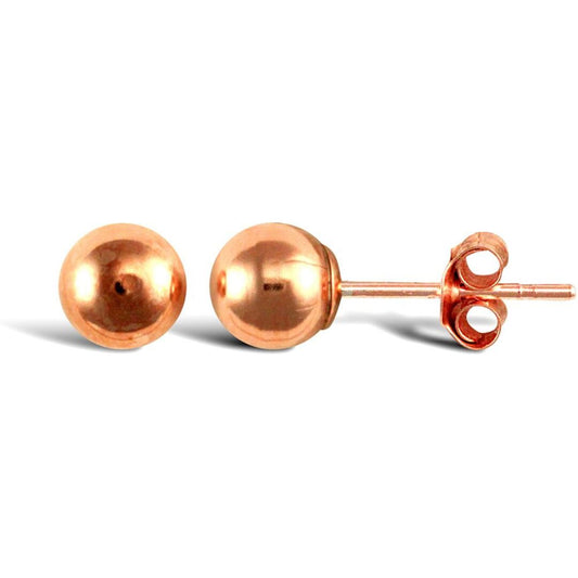 Ladies 9ct Rose Gold Ball Bead Stud Earrings, 5mm - JES315
