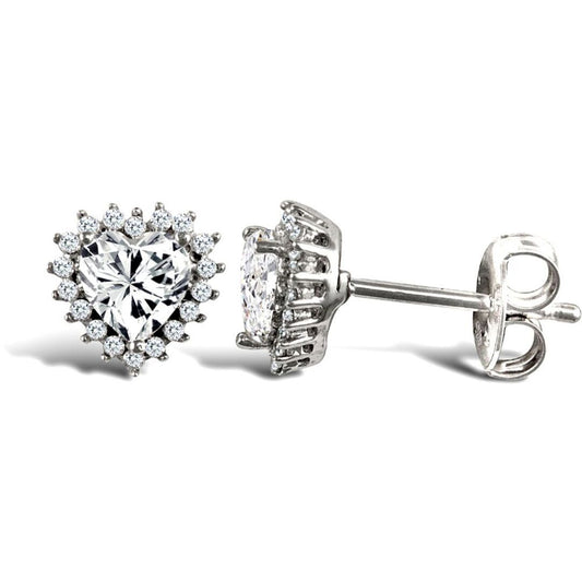 9ct White Gold CZ Love Cluster Stud Earrings 5mm - JES336