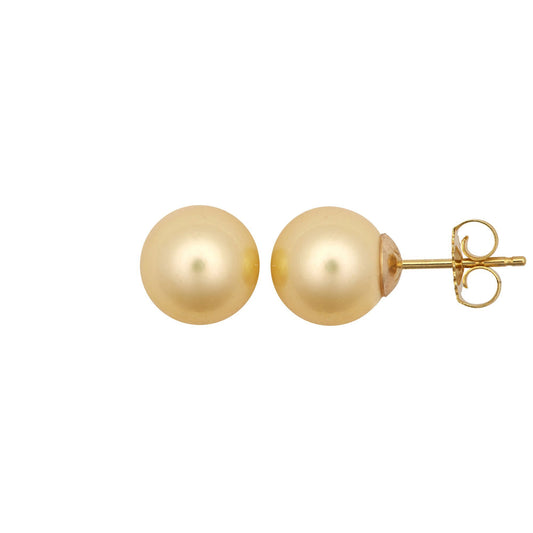 9ct Gold Creamy Akoya Cultured Pearl Full Moon Stud Earrings 8mm - JES364