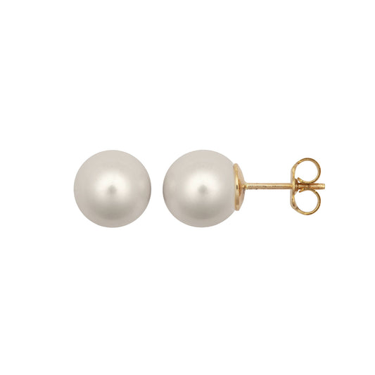 9ct Gold Akoya Cultured Pearl Full Moon Stud Earrings 10mm - JES366