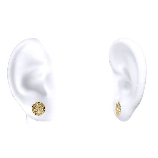 9ct Gold St George & Dragon 1999 Medallion Stud Earrings, 10mm - JES376