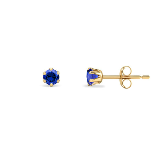 9ct Gold Teal Blue CZ Solitaire Stud Earrings, 3mm ⅕ Carat - JES391