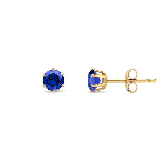 9ct Gold Teal Blue CZ Solitaire Stud Earrings, 4mm ½ Carat - JES392
