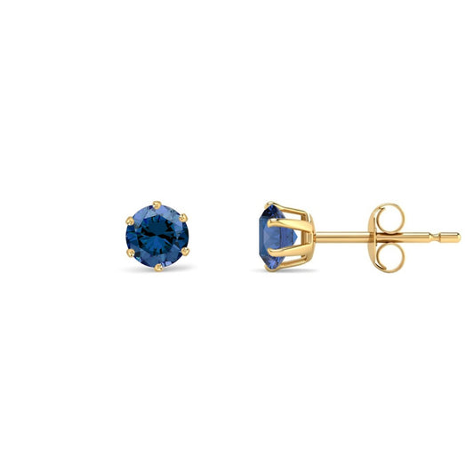 9ct Gold Teal Blue CZ Solitaire Stud Earrings, 4mm ½ Carat - JES392