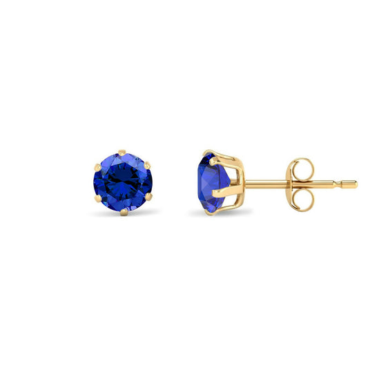 9ct Gold Teal Blue CZ Solitaire Stud Earrings, 5mm 1 Carat - JES393