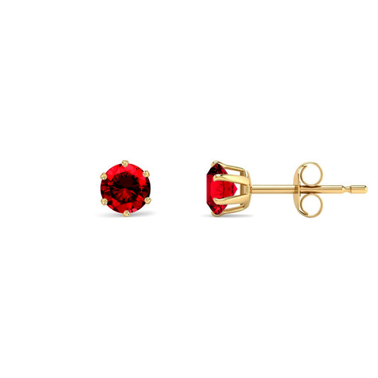 9ct Gold Red CZ Solitaire Stud Earrings, 4mm ½ Carat - JES395