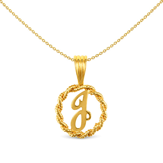 Solid 9ct Gold Rope Identity Initial Charm Pendant Letter J - JIN001-J