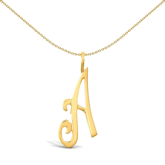 Solid 9ct Gold Script Identity Initial Pendant Letter A - JIN002-A