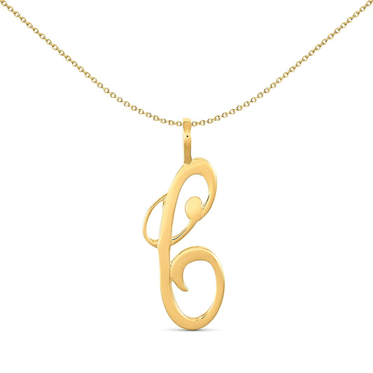 Solid 9ct Gold Script Identity Initial Pendant Letter C - JIN002-C
