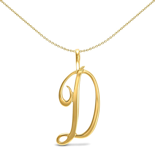 Solid 9ct Gold Script Identity Initial Pendant Letter D - JIN002-D