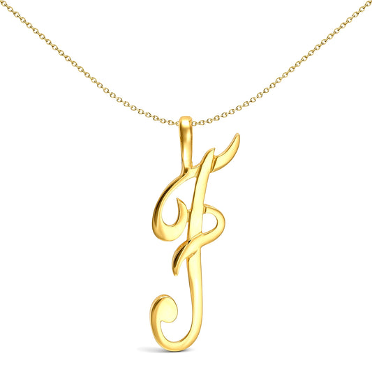 Solid 9ct Gold Script Identity Initial Pendant Letter F - JIN002-F