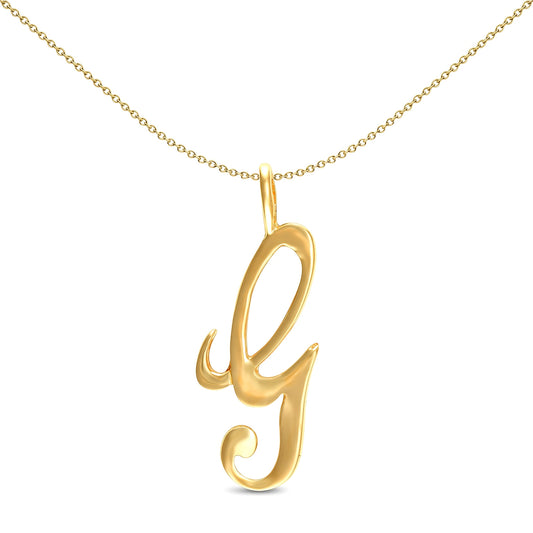 Solid 9ct Gold Script Identity Initial Pendant Letter G - JIN002-G
