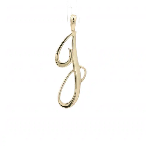 Solid 9ct Gold Script Identity Initial Pendant Letter J - JIN002-J