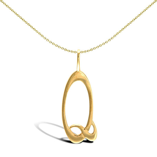 Solid 9ct Gold Script Identity Initial Pendant Letter Q - JIN002-Q