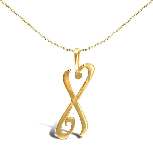 Solid 9ct Gold Script Identity Initial Pendant Letter X - JIN002-X