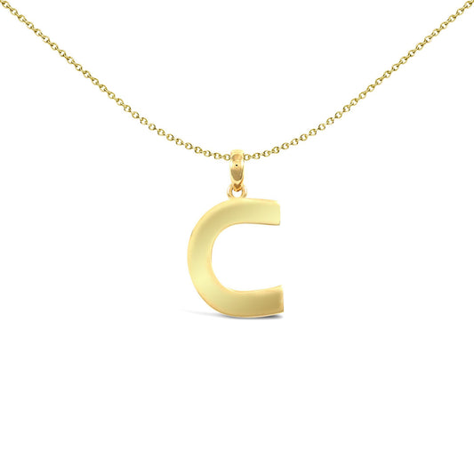 9ct Gold Polished Block Identity Initial Charm Pendant Letter C - JIN018-C