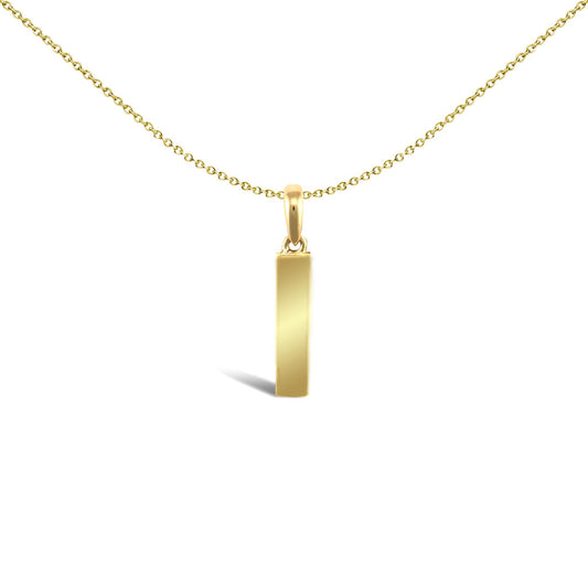 9ct Gold Polished Block Identity Initial Charm Pendant Letter I - JIN018-I