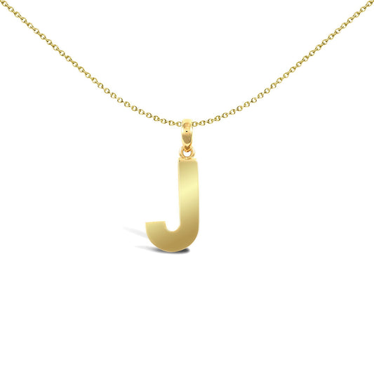 9ct Gold Polished Block Identity Initial Charm Pendant Letter J - JIN018-J
