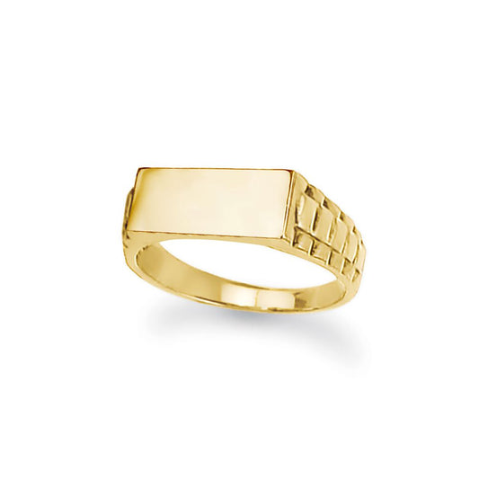 9ct Gold Engravable Presidential Initial Blank Plate Signet Ring - JIR003