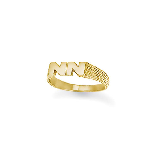9ct Gold Personalised Identity Barked Initial Ring - JIR012