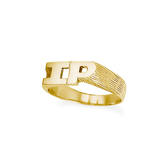 9ct Gold Personalised Identity Barked Initial Ring - JIR014