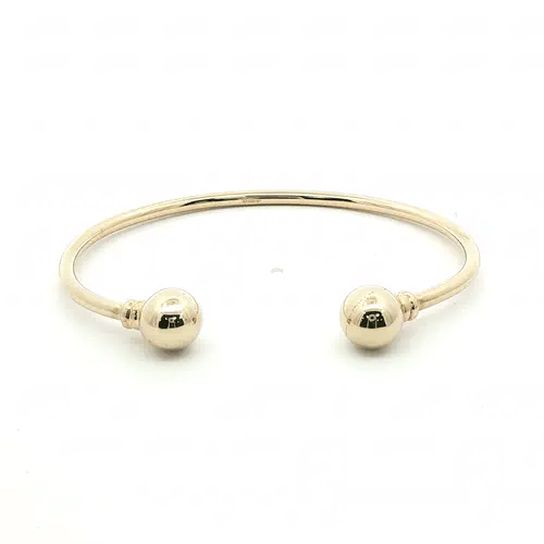 Solid 9ct Gold Collared Torque Baby Bangle Bracelet - JKB017