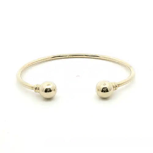 Solid 9ct Gold Collared Torque Baby Bangle Bracelet - JKB017