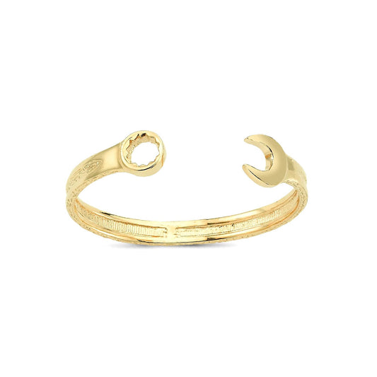 9ct Gold Heavy Weight Carved Spanner Kids Baby Bangle Bracelet - JKB028